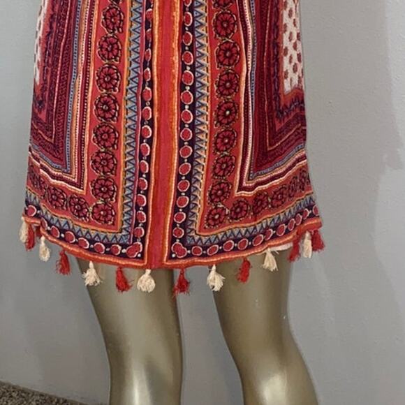 Angie Y2K T Back Mini Dress Fring Festival Boho Cover Up Tank Strappy Small - Picture 6 of 10